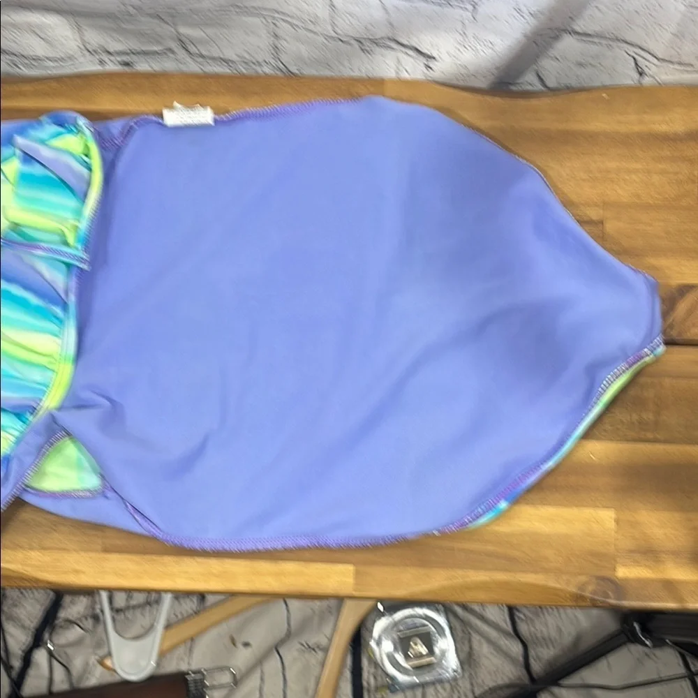 Kids Swim One Piece - Blue and Green Striped